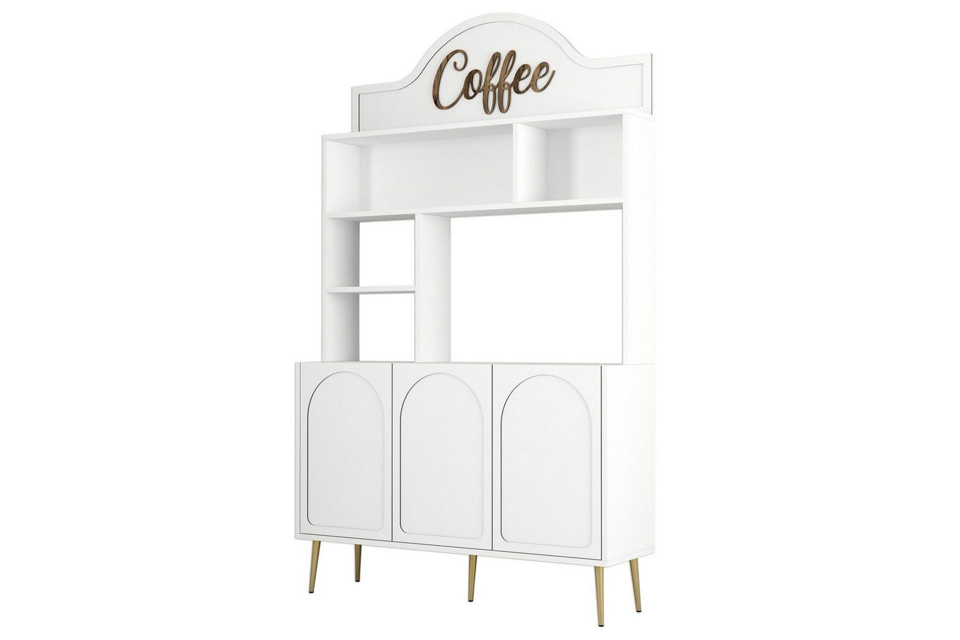 Bar Kaffeskap Hazim Tre Hvit / Gull - Hvit / Gull