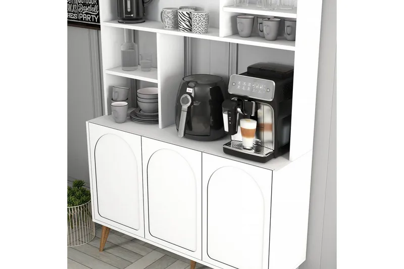 Bar Kaffeskap Hazim Tre Hvit / Valnøtt - Hvit / Valnøtt - Oppbevaring - Skap - Barskap