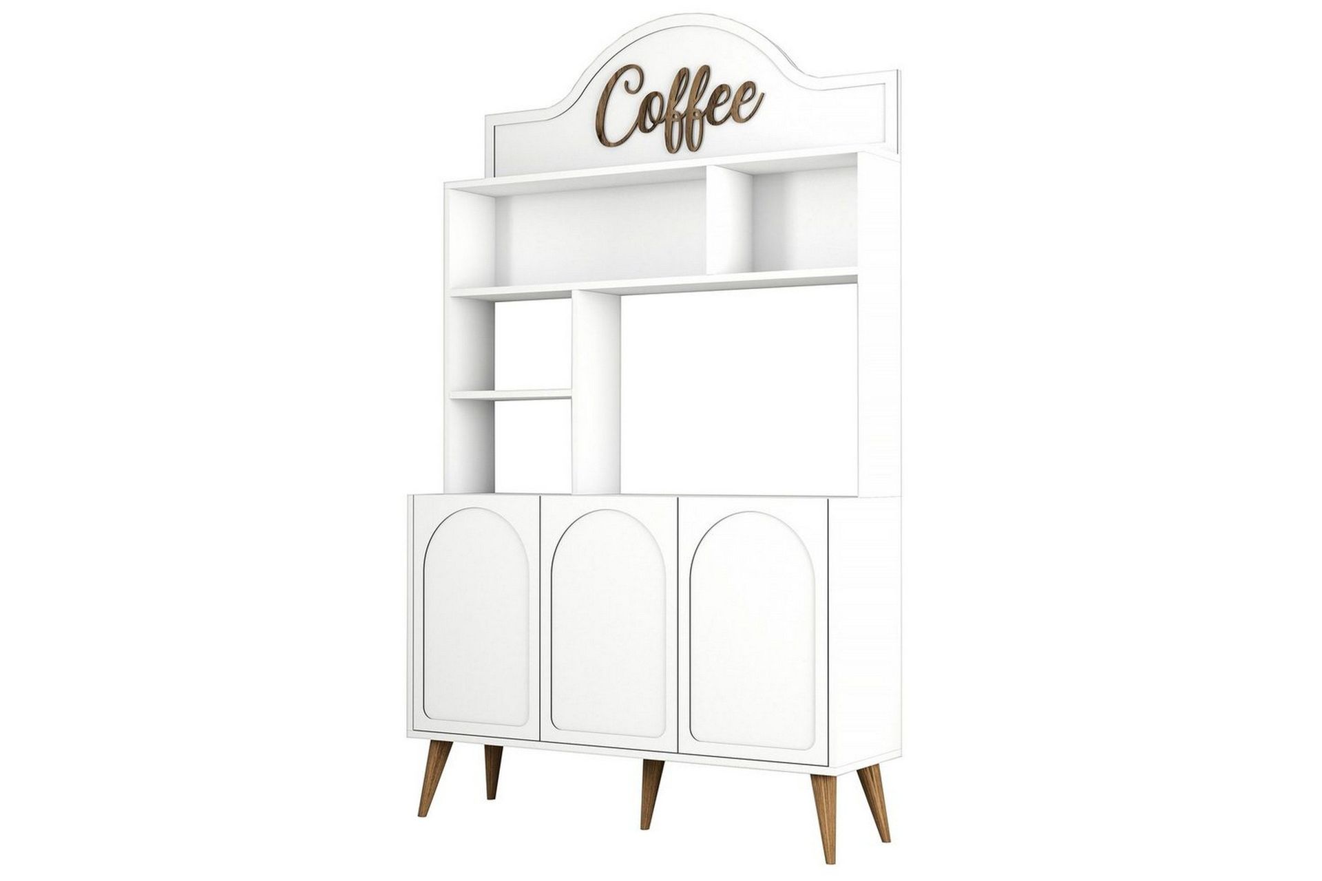 Bar Kaffeskap Hazim Tre Hvit / Valnøtt - Hvit / Valnøtt