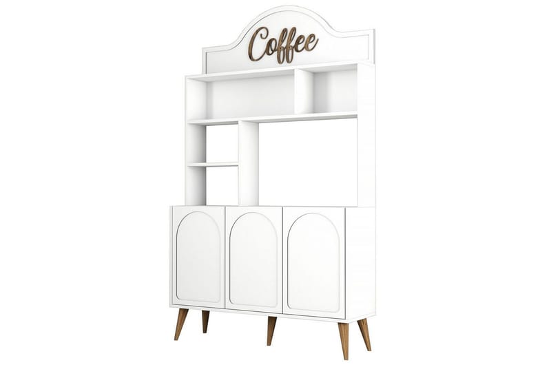 Bar Kaffeskap Hazim Tre Hvit / Valnøtt - Hvit / Valnøtt - Oppbevaring - Skap - Barskap