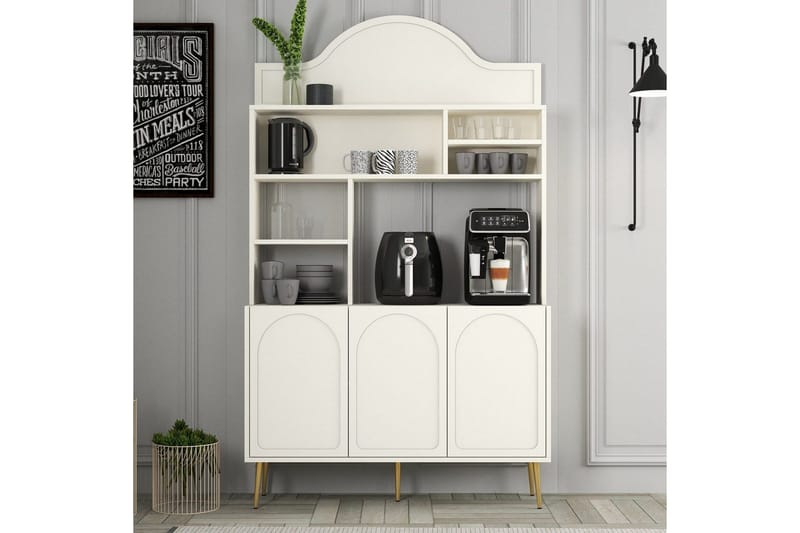 Bar Kaffeskap Hazim Tre Krem / Gull - Krem / Gull - Oppbevaring - Skap - Barskap