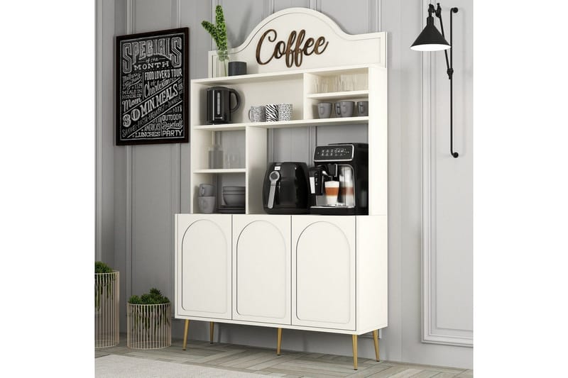Bar Kaffeskap Hazim Tre Krem / Gull - Krem / Gull - Oppbevaring - Skap - Barskap