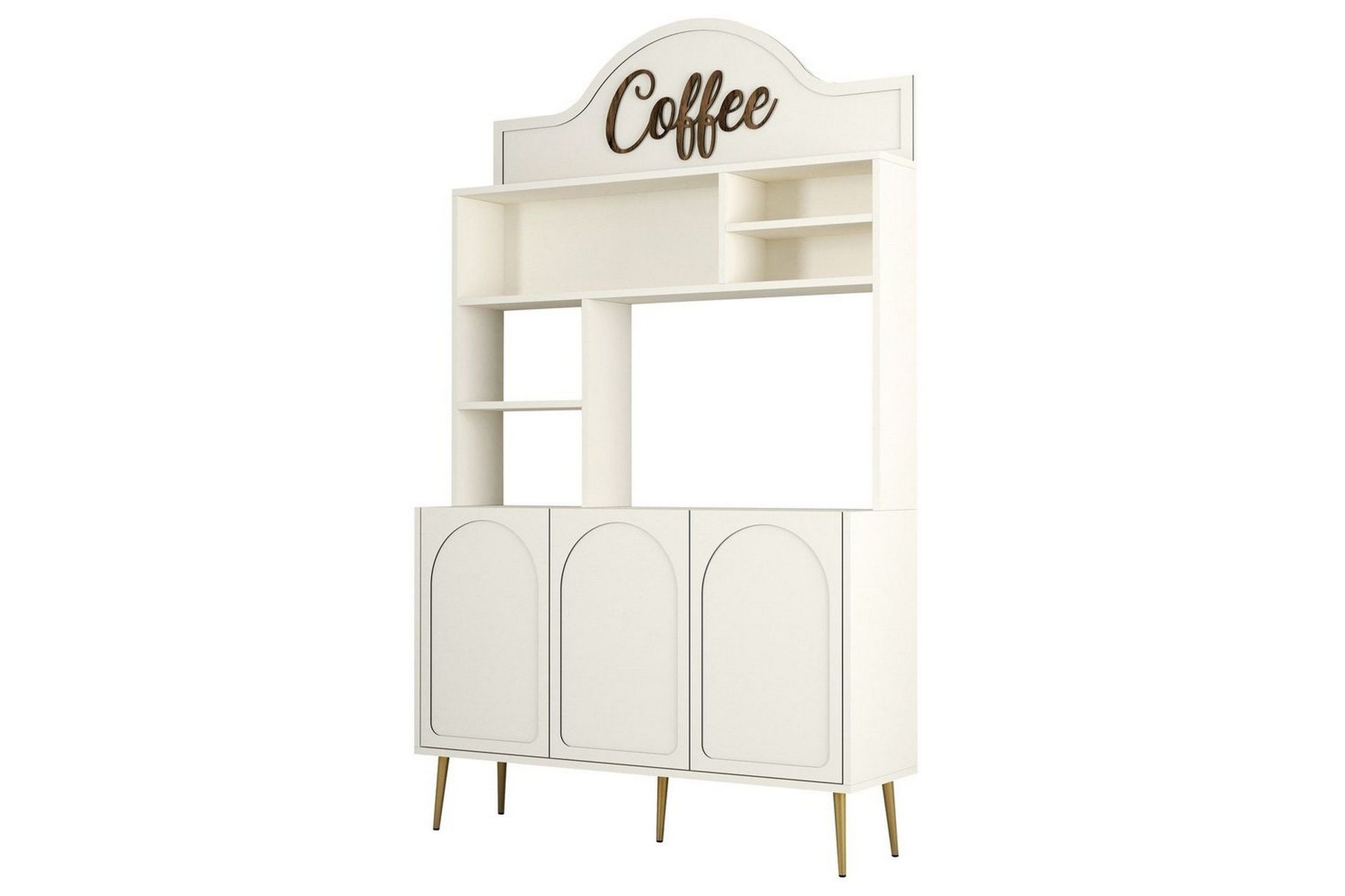 Bar Kaffeskap Hazim Tre Krem / Gull - Krem / Gull