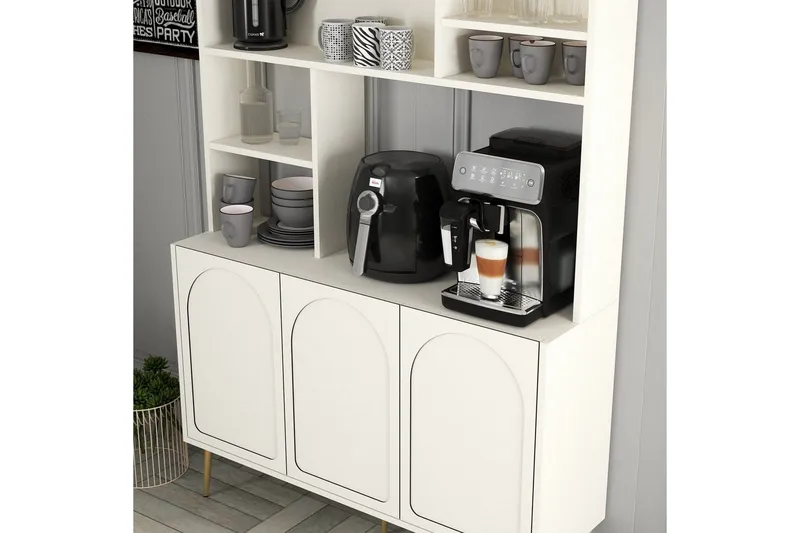 Bar Kaffeskap Hazim Tre Krem / Gull - Krem / Gull - Oppbevaring - Skap - Barskap