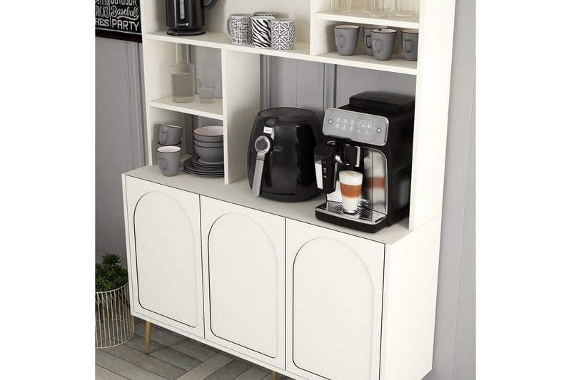 Bar Kaffeskap Hazim Tre Krem / Gull - Krem / Gull - Oppbevaring - Skap - Barskap