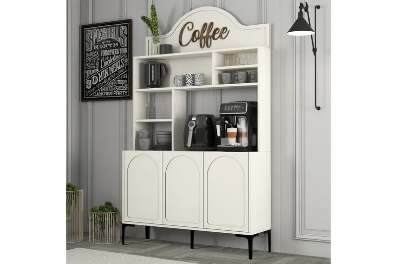 Bar Kaffeskap Hazim Tre Krem / Svart - Krem / Svart - Oppbevaring - Skap - Barskap