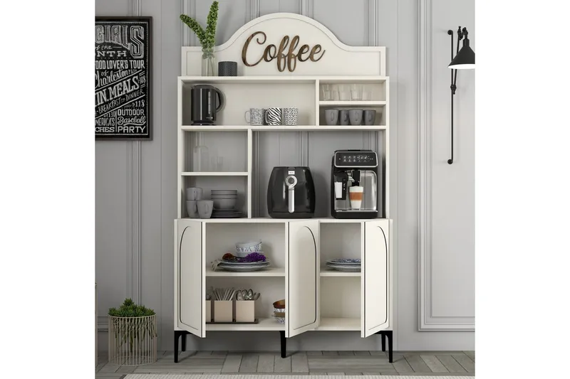 Bar Kaffeskap Hazim Tre Krem / Svart - Krem / Svart - Oppbevaring - Skap - Barskap