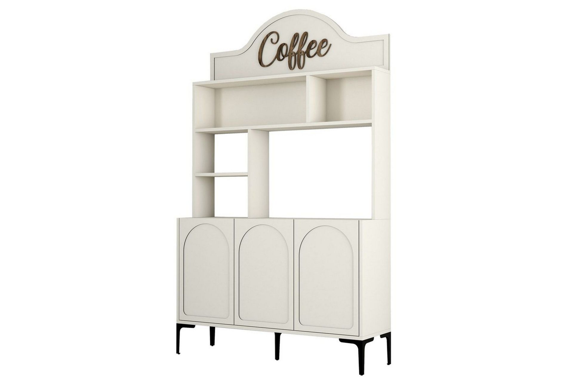 Bar Kaffeskap Hazim Tre Krem / Svart - Krem / Svart