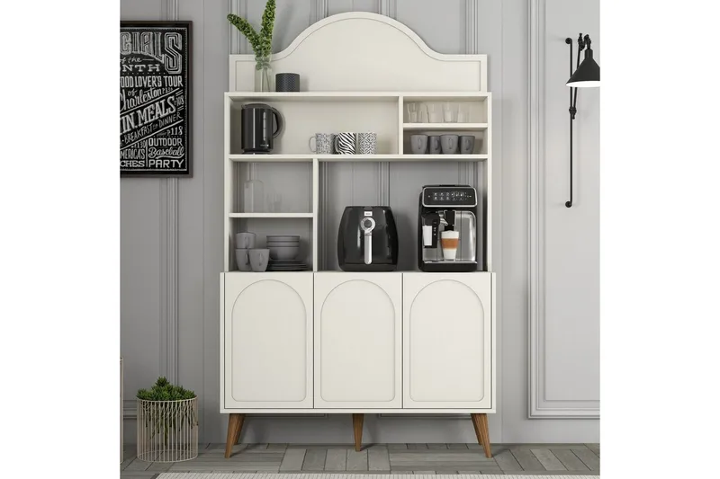 Bar Kaffeskap Hazim Tre Krem / Valnøtt - Krem / Valnøtt - Oppbevaring - Skap - Barskap