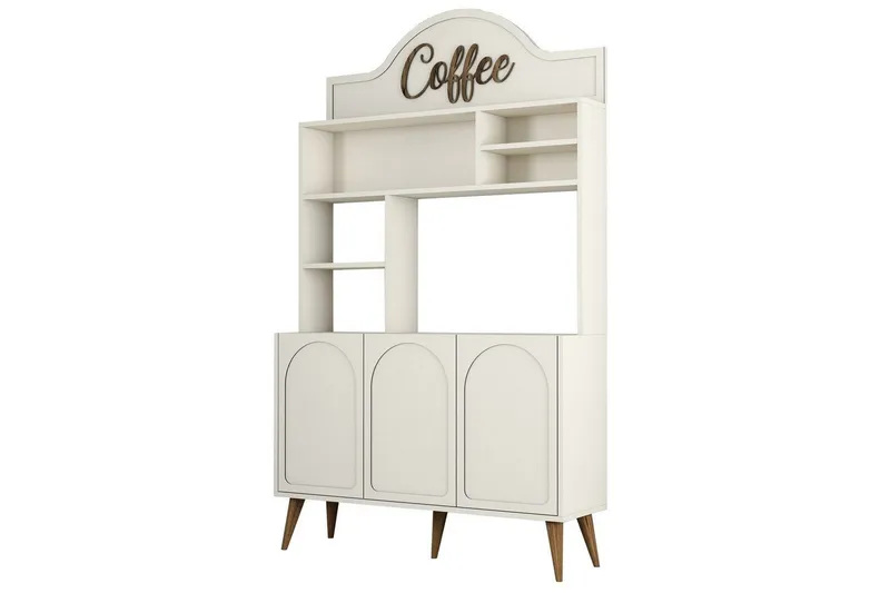 Bar Kaffeskap Hazim Tre Krem / Valnøtt - Krem / Valnøtt - Oppbevaring - Skap - Barskap