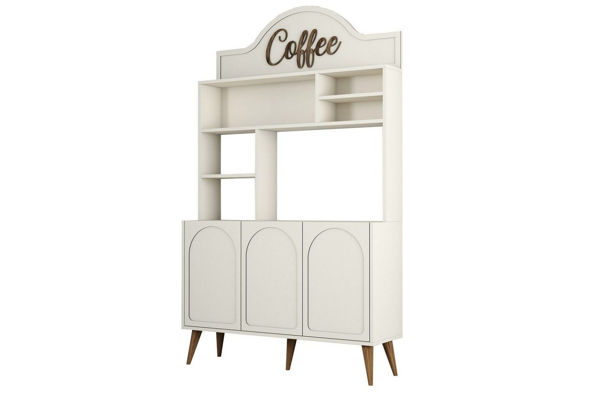 Bar Kaffeskap Hazim Tre Krem / Valnøtt - Krem / Valnøtt