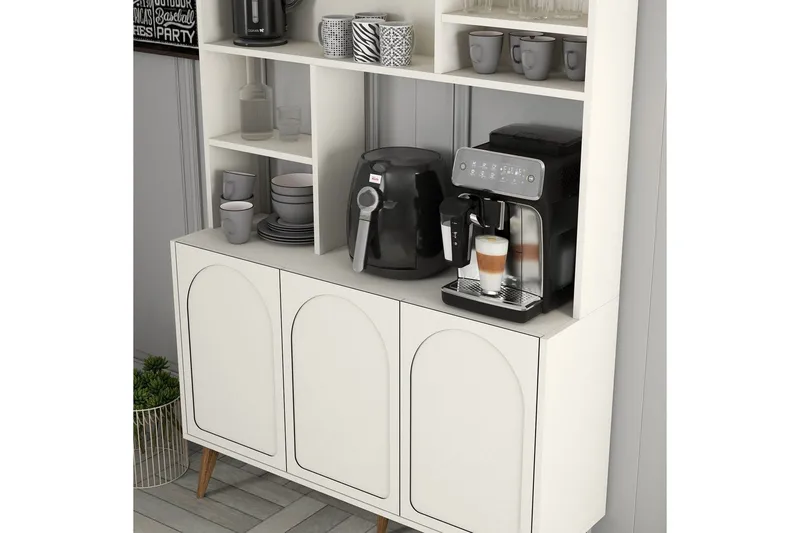 Bar Kaffeskap Hazim Tre Krem / Valnøtt - Krem / Valnøtt - Oppbevaring - Skap - Barskap