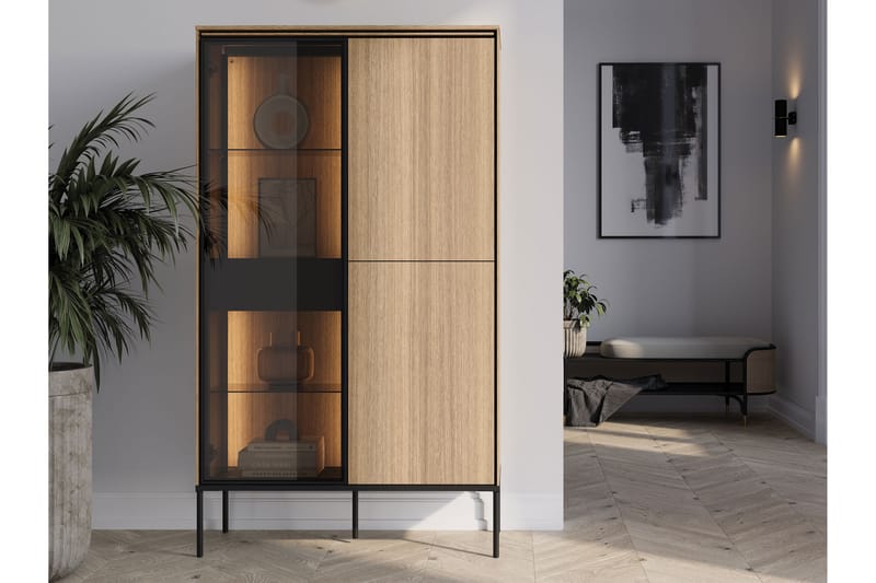 Basici Vitrineskap 91x158 cm - Hvit - Oppbevaring - Skap - Vitrineskap