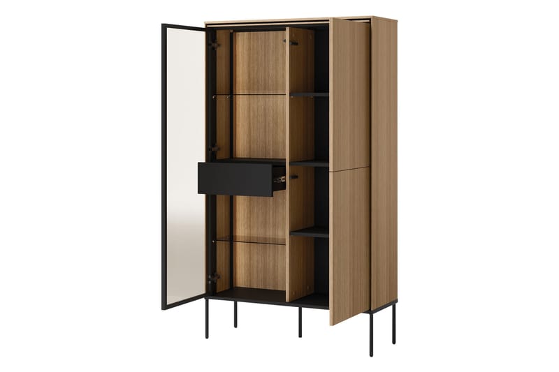 Basici Vitrineskap 91x158 cm - Hvit - Oppbevaring - Skap - Vitrineskap