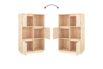 beBasic Highboard 74x35x117 cm heltre furu - Brun - Oppbevaring - Skap - Oppbevaringsskap