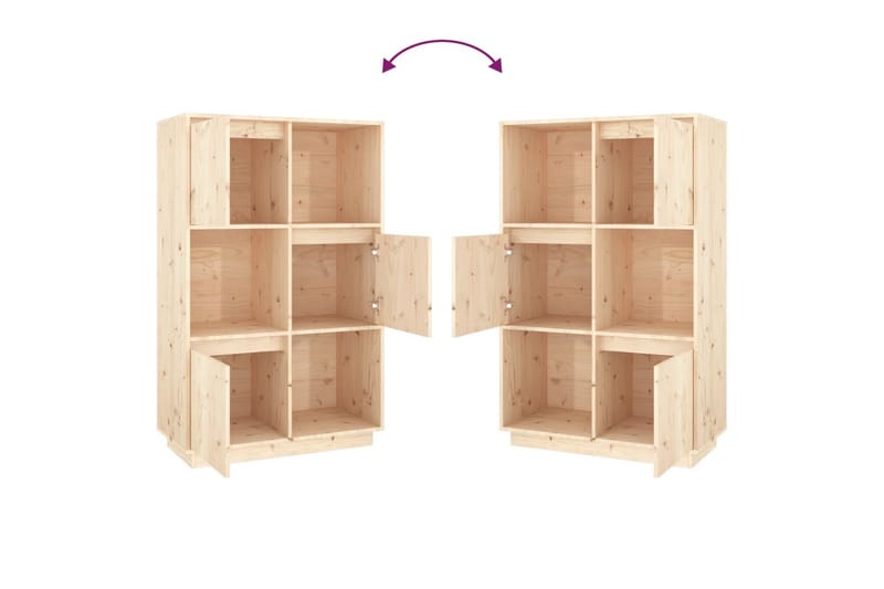 beBasic Highboard 74x35x117 cm heltre furu - Brun - Oppbevaring - Skap - Oppbevaringsskap