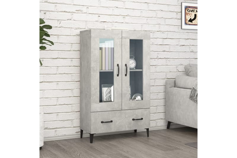 beBasic Highboard betonggrå 70x31x115 cm konstruert tre - GrÃ¥ - Oppbevaringsskap