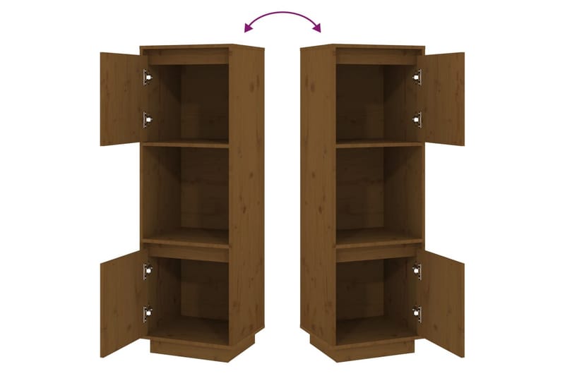 beBasic Highboard brun 38x35x117 cm heltre furu - Brun - Oppbevaring - Skap - Vitrineskap