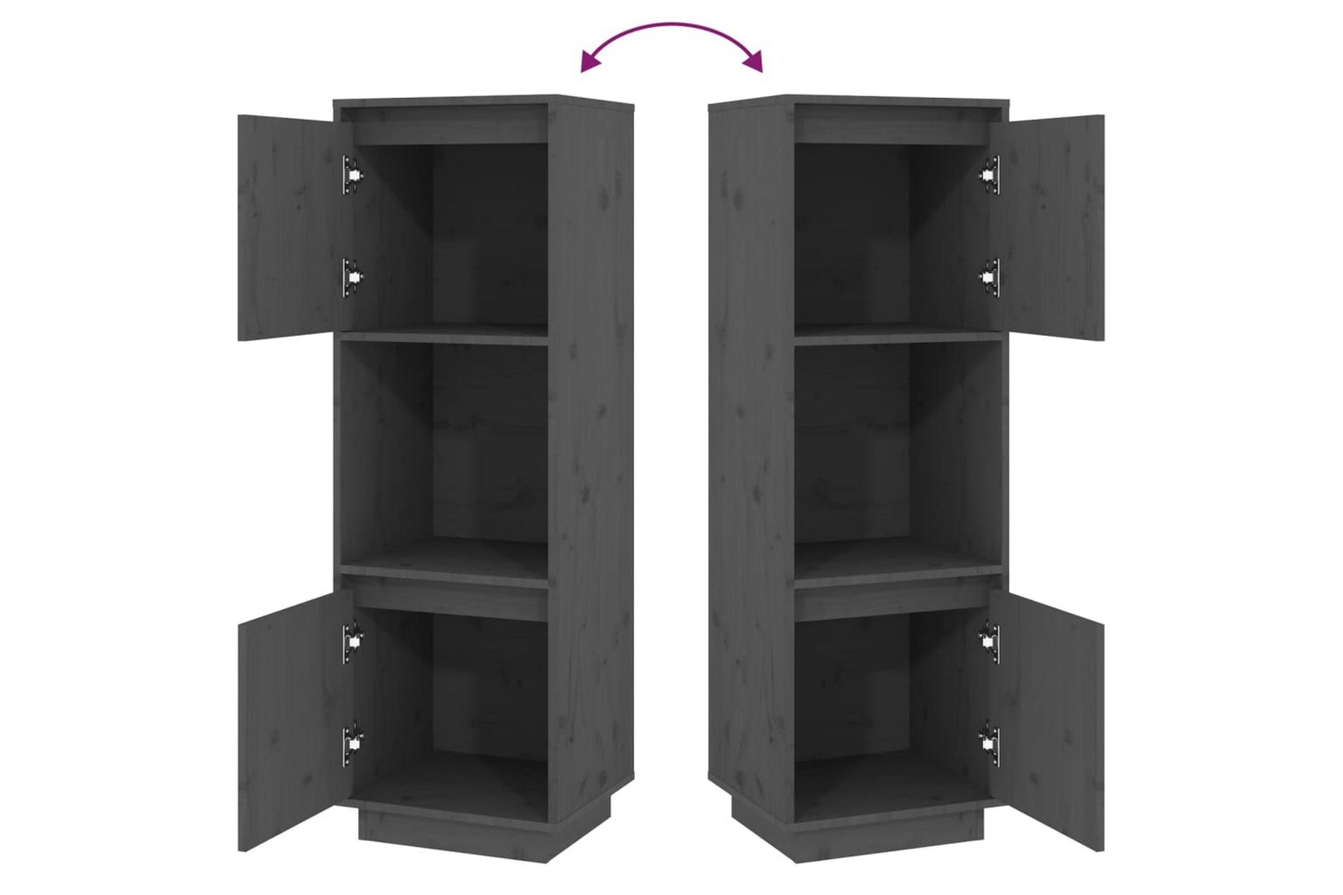 beBasic Highboard grå 38x35x117 cm heltre furu - GrÃ¥ - Oppbevaring - Skap - Oppbevaringsskap