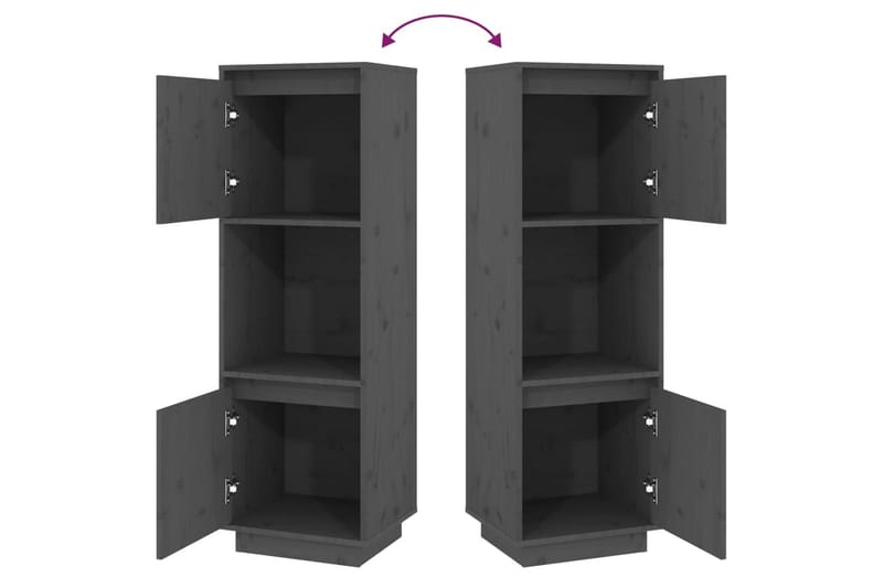 beBasic Highboard grå 38x35x117 cm heltre furu - GrÃ¥ - Oppbevaring - Skap - Oppbevaringsskap