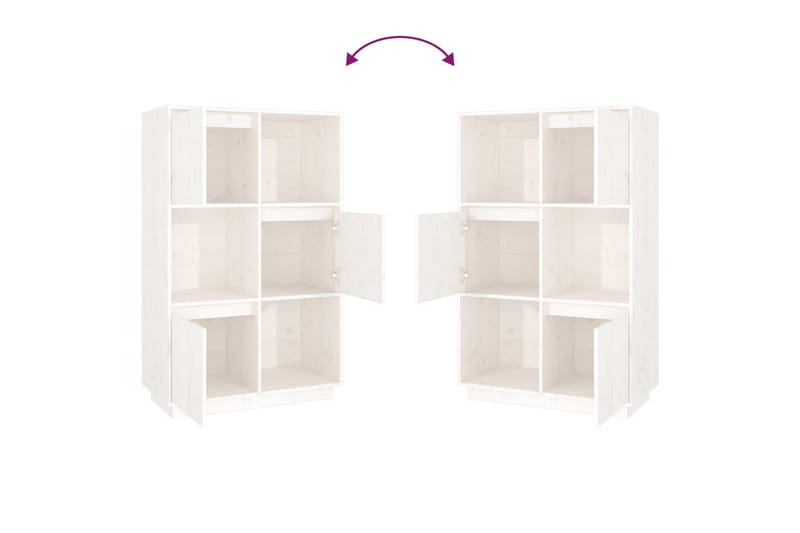 beBasic Highboard hvit 74x35x117 cm heltre furu - Hvit - Oppbevaring - Skap - Vitrineskap