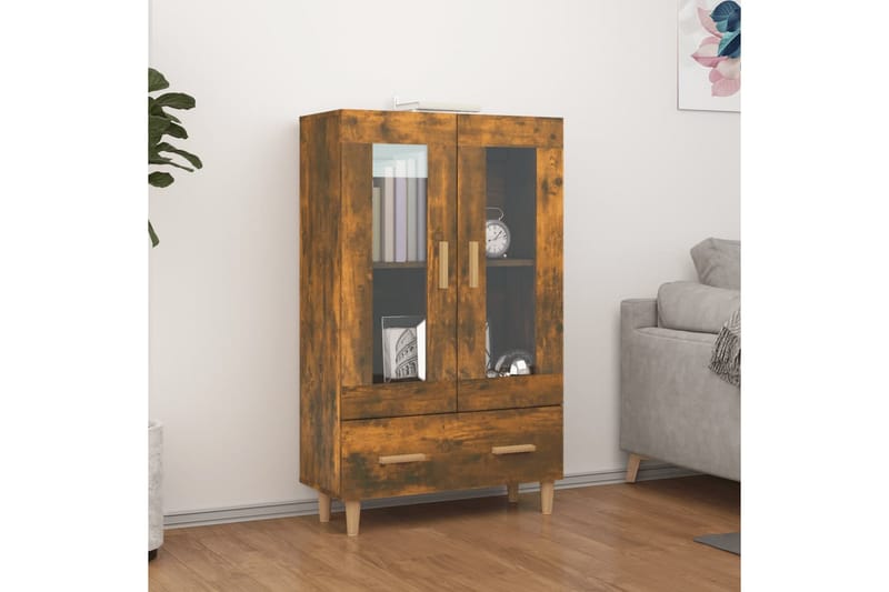 beBasic Highboard røkt eik 70x31x115 cm konstruert tre - Brun - Oppbevaringsskap