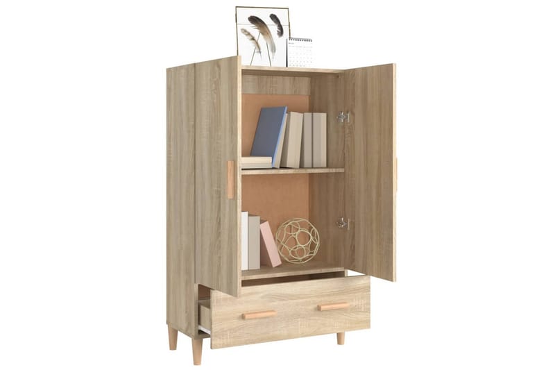 beBasic Highboard sonoma eik 70x31x115 cm konstruert tre - Brun - Oppbevaringsskap