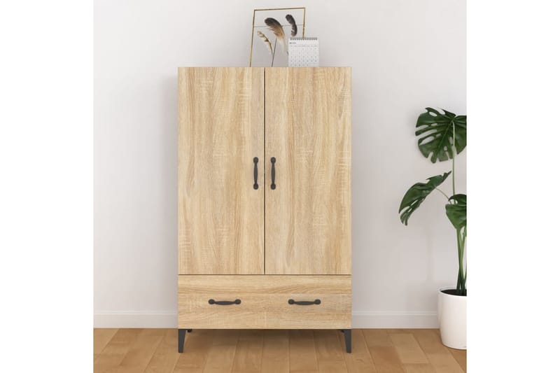 beBasic Highboard sonoma eik 70x31x115 cm konstruert tre - Brun - Oppbevaringsskap