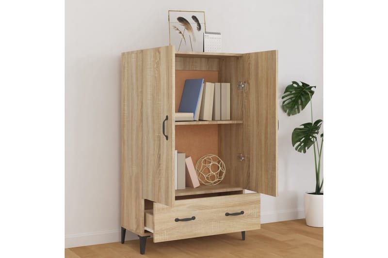 beBasic Highboard sonoma eik 70x31x115 cm konstruert tre - Brun - Oppbevaringsskap