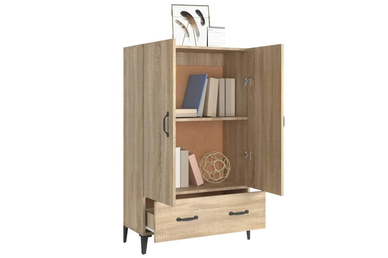 beBasic Highboard sonoma eik 70x31x115 cm konstruert tre - Brun - Oppbevaringsskap