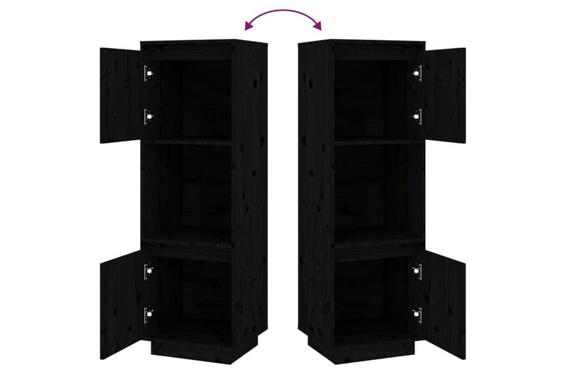 beBasic Highboard svart 38x35x117 cm heltre furu - Svart - Oppbevaring - Skap - Oppbevaringsskap