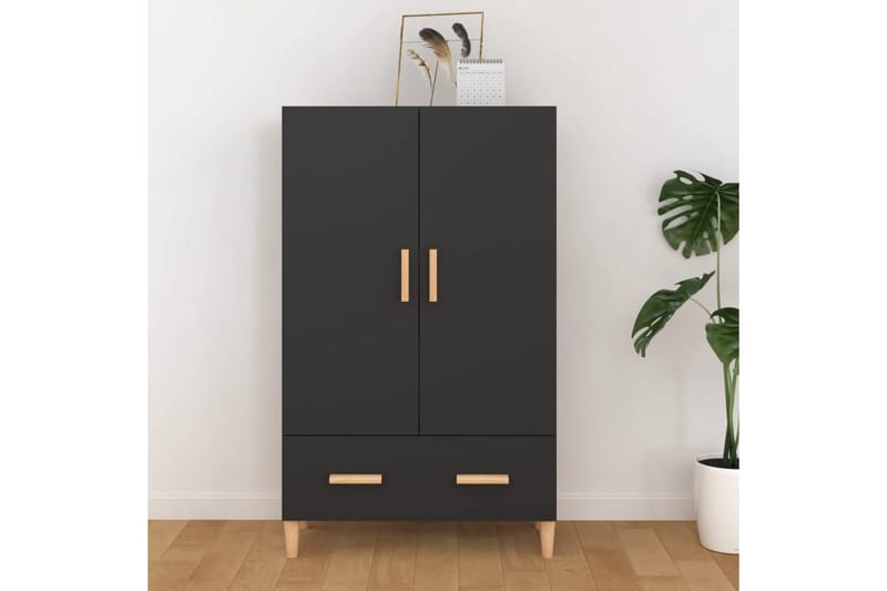 beBasic Highboard svart 70x31x115 cm konstruert tre - Svart - Oppbevaringsskap