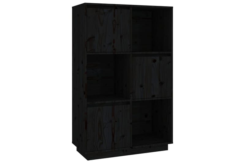 beBasic Highboard svart 74x35x117 cm heltre furu - Svart - Oppbevaring - Skap - Vitrineskap
