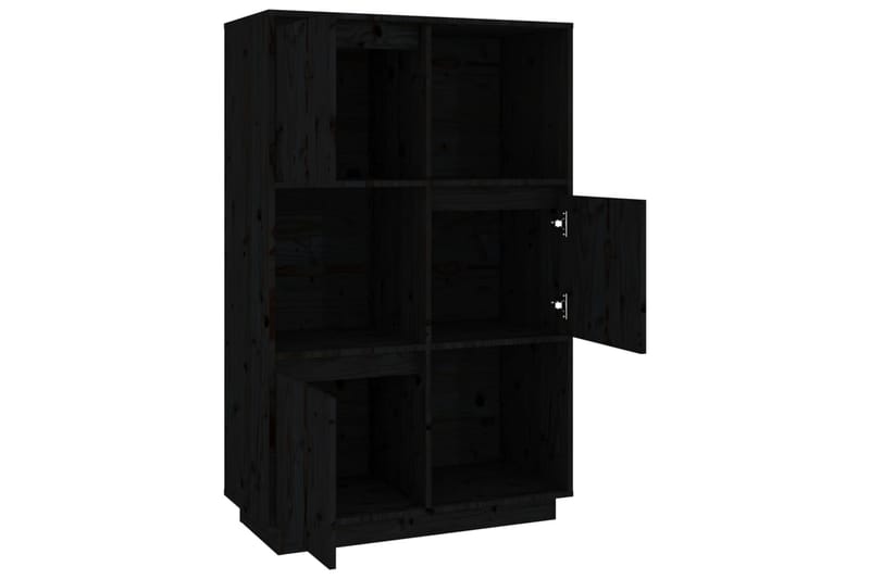 beBasic Highboard svart 74x35x117 cm heltre furu - Svart - Oppbevaring - Skap - Vitrineskap