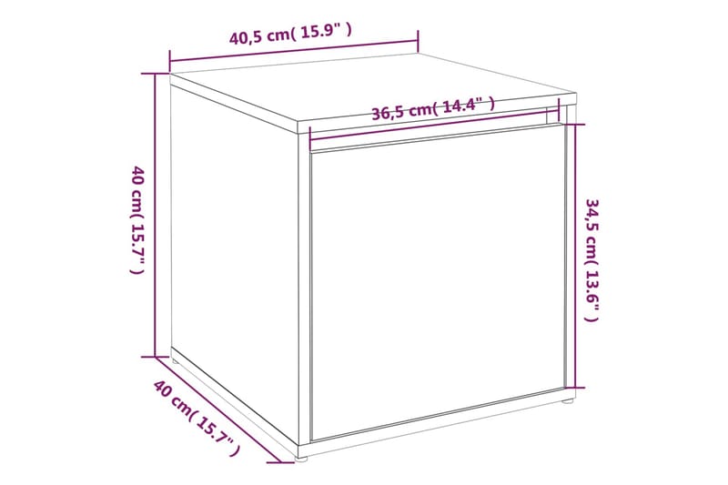 beBasic Oppbevaringsskap røkt eik 40,5x40x40 cm konstruert tre - Brun - Oppbevaring - Skap - Hjørneskap