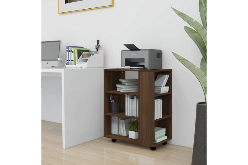 beBasic Rulleskap brun eik 60x35x75 cm konstruert tre - Brun - Oppbevaring - Skap - Hjørneskap