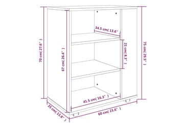 beBasic Rulleskap brun eik 60x35x75 cm konstruert tre - Brun - Oppbevaring - Skap - Hjørneskap