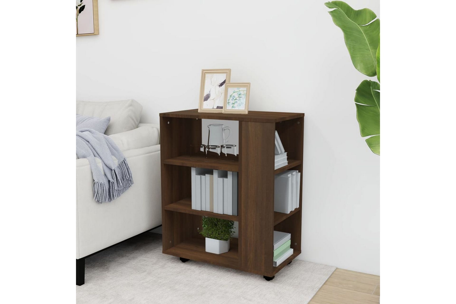 beBasic Rulleskap brun eik 60x35x75 cm konstruert tre - Brun - Oppbevaring - Skap - Hjørneskap