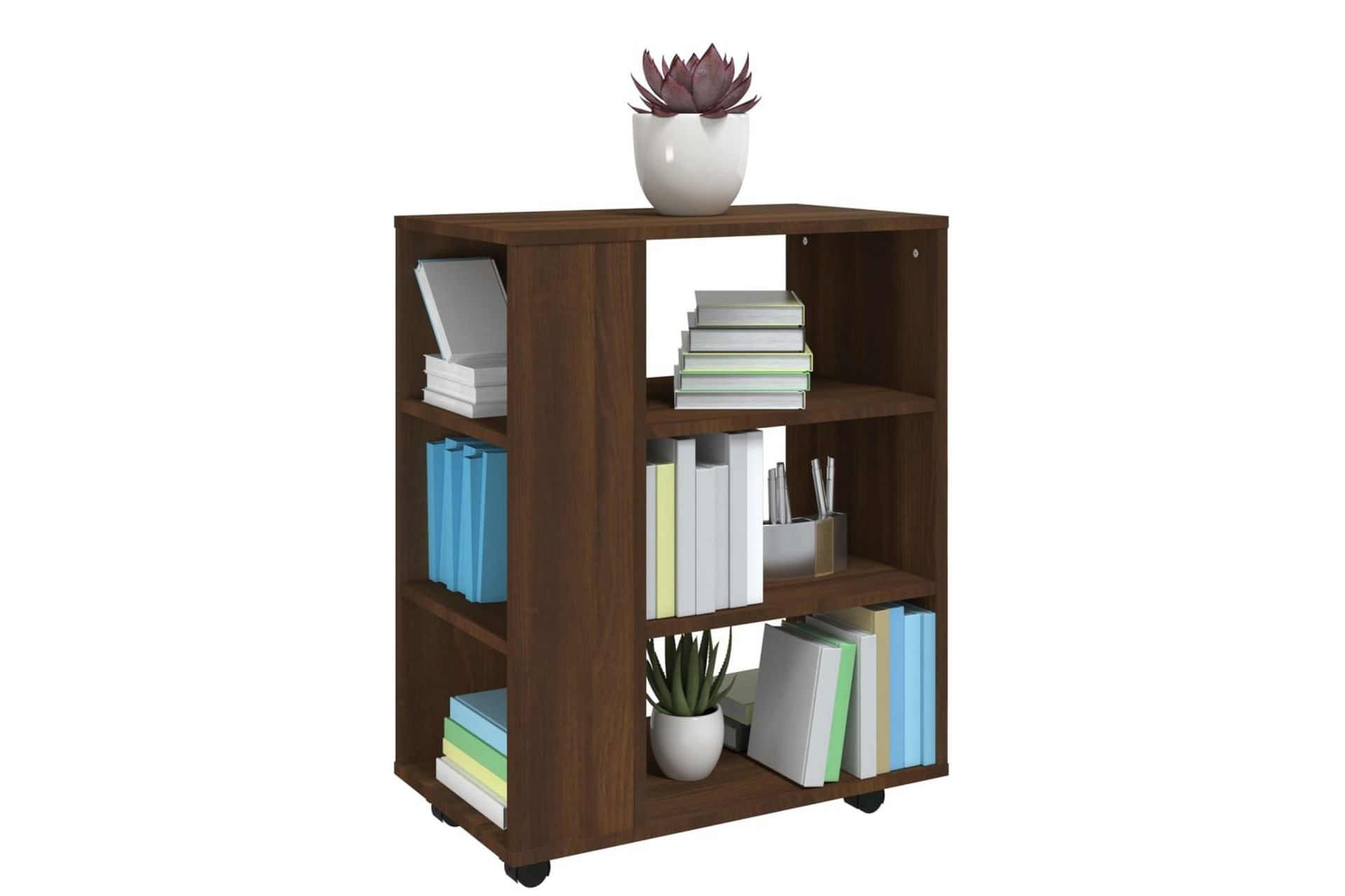beBasic Rulleskap brun eik 60x35x75 cm konstruert tre - Brun - Oppbevaring - Skap - Hjørneskap