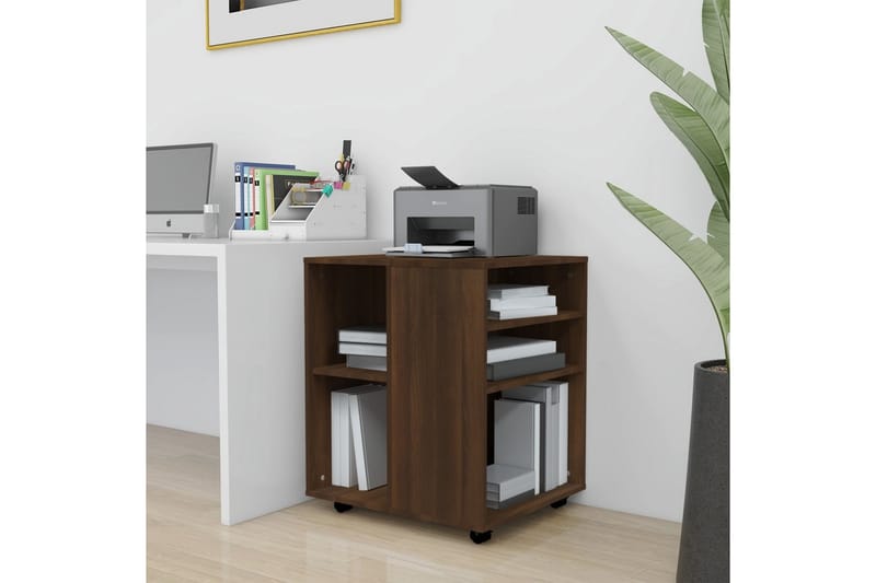 beBasic Rulleskap brun eik 60x53x72 cm konstruert tre - Brun - Oppbevaring - Skap - Hjørneskap