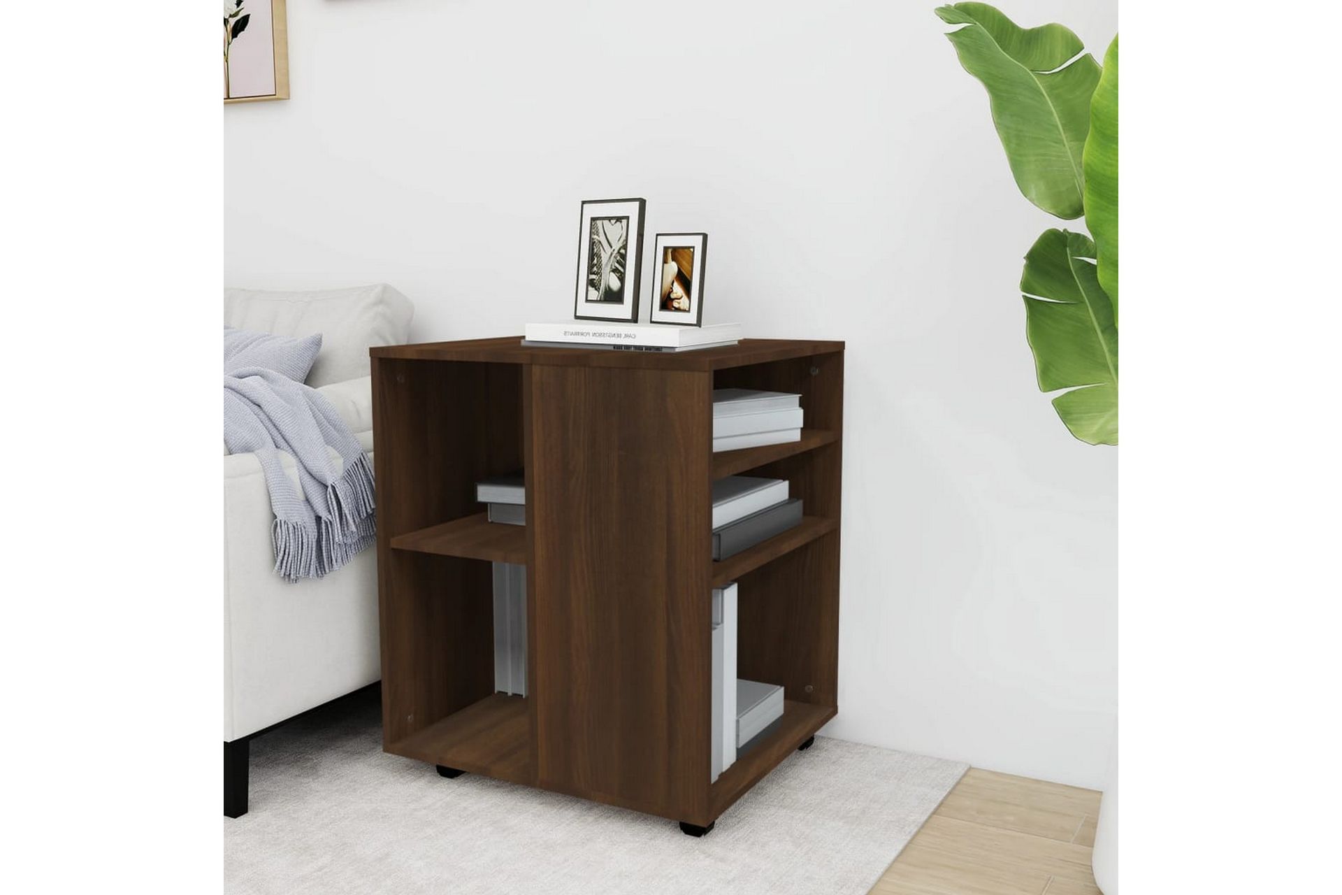 beBasic Rulleskap brun eik 60x53x72 cm konstruert tre - Brun - Oppbevaring - Skap - Hjørneskap