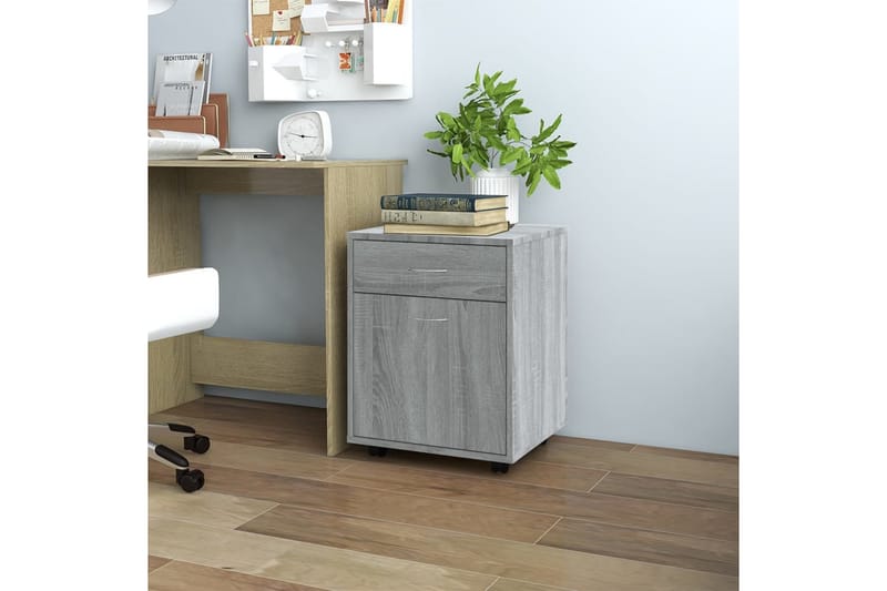 beBasic Rulleskap grå sonoma 45x38x54 cm konstruert tre - GrÃ¥ - Oppbevaring - Skap - Hjørneskap