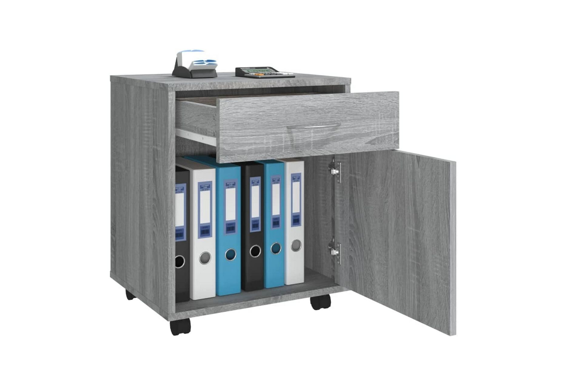 beBasic Rulleskap grå sonoma 45x38x54 cm konstruert tre - GrÃ¥ - Oppbevaring - Skap - Hjørneskap
