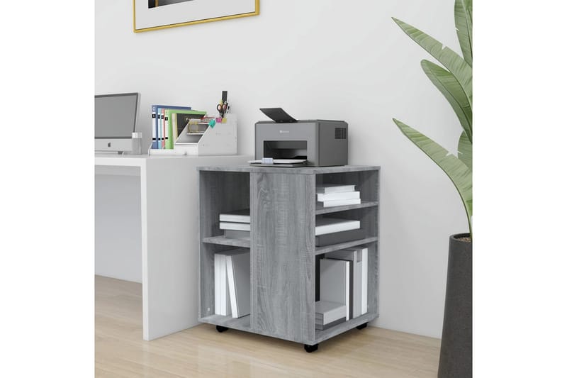 beBasic Rulleskap grå sonoma 60x53x72 cm konstruert tre - GrÃ¥ - Oppbevaring - Skap - Hjørneskap