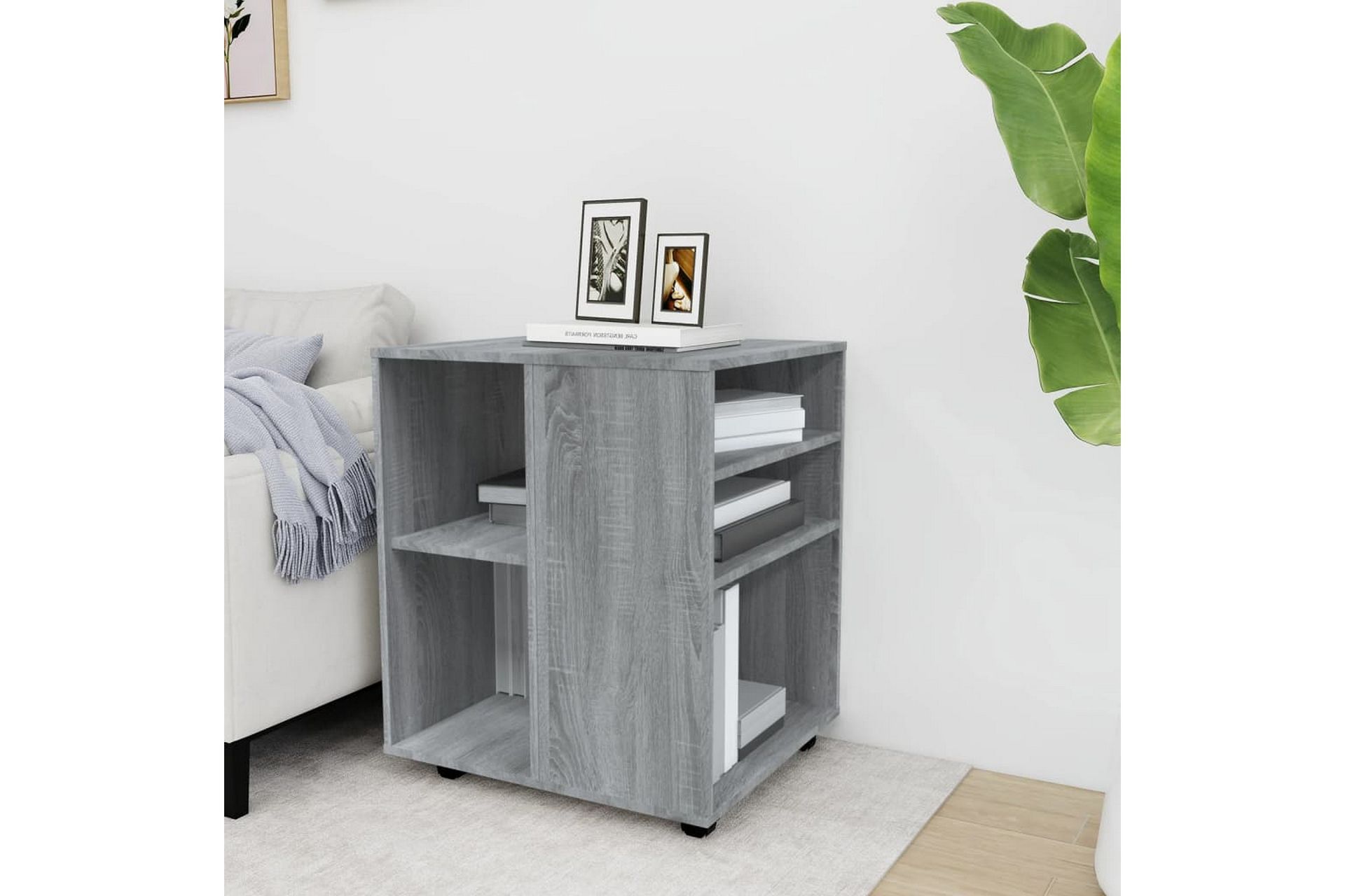 beBasic Rulleskap grå sonoma 60x53x72 cm konstruert tre - GrÃ¥ - Oppbevaring - Skap - Hjørneskap