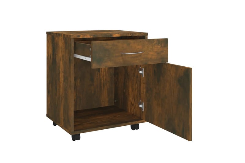 beBasic Rulleskap røkt eik 45x38x54 cm konstruert tre - Brun - Oppbevaring - Skap - Hjørneskap
