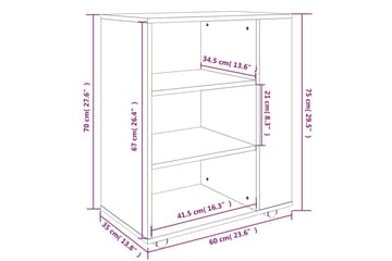 beBasic Rulleskap røkt eik 60x35x75 cm konstruert tre - Brun - Oppbevaring - Skap - Hjørneskap