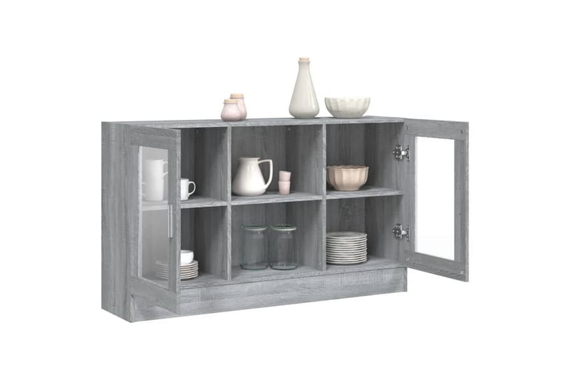 beBasic Vitrineskap grå sonoma 120x30,5x70 cm konstruert tre - GrÃ¥ - Oppbevaring - Skap - Vitrineskap