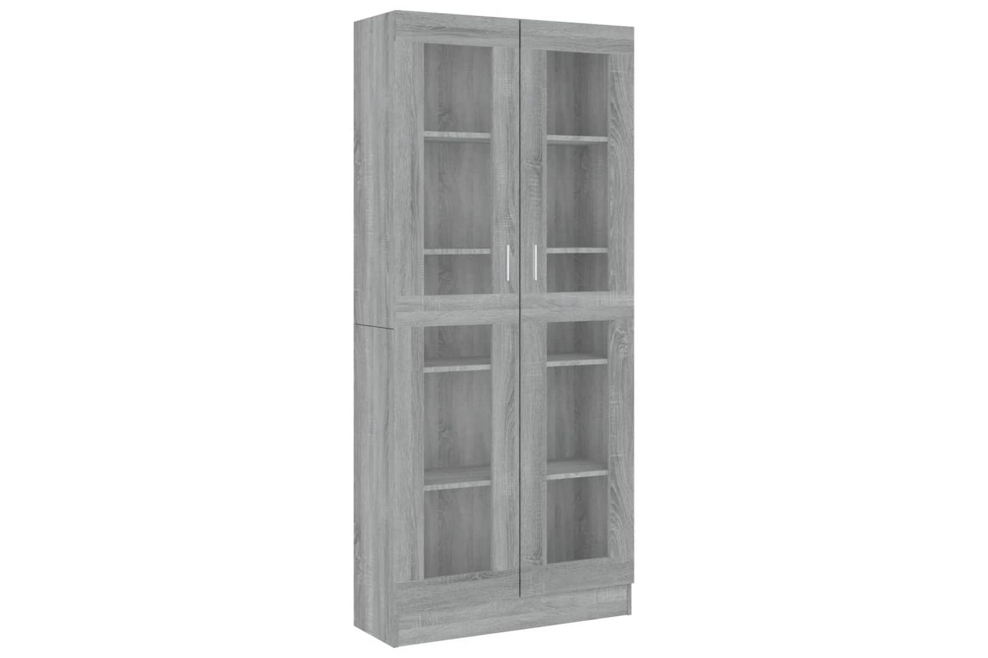 beBasic Vitrineskap grå sonoma 82,5x30,5x185,5 cm konstruert tre - GrÃ¥ - Oppbevaring - Skap - Vitrineskap