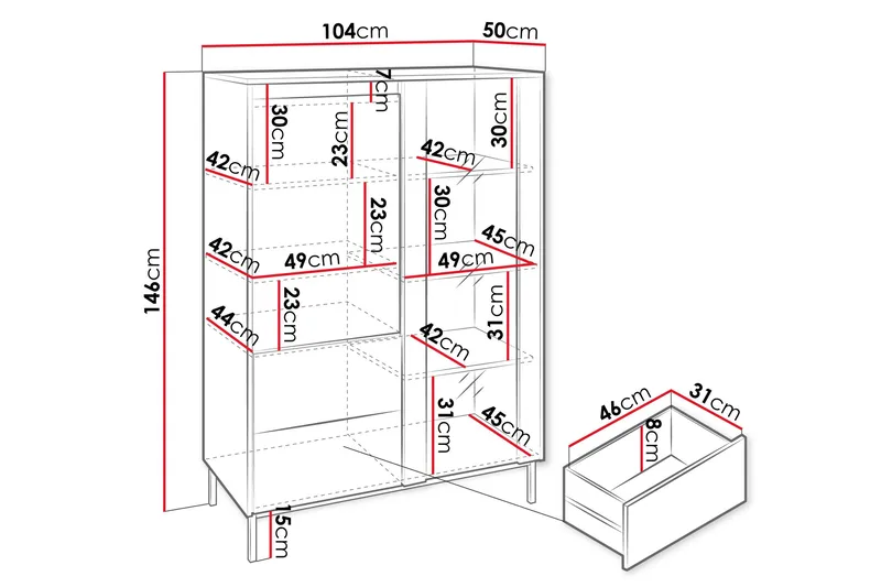 Bjurholm Vitrineskap 104x146 cm - Grønn - Oppbevaring - Skap - Vitrineskap